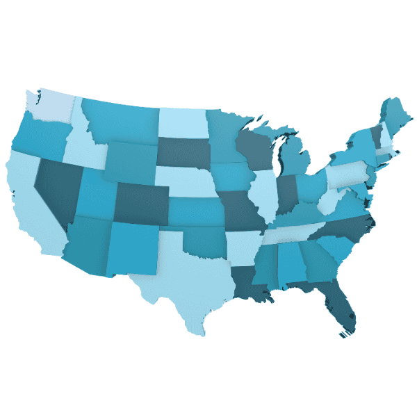 Blue map of the United States